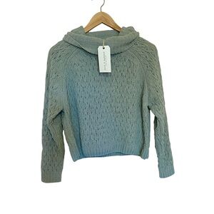 moon & madison Textured Knit Cowl Sweater - sage green